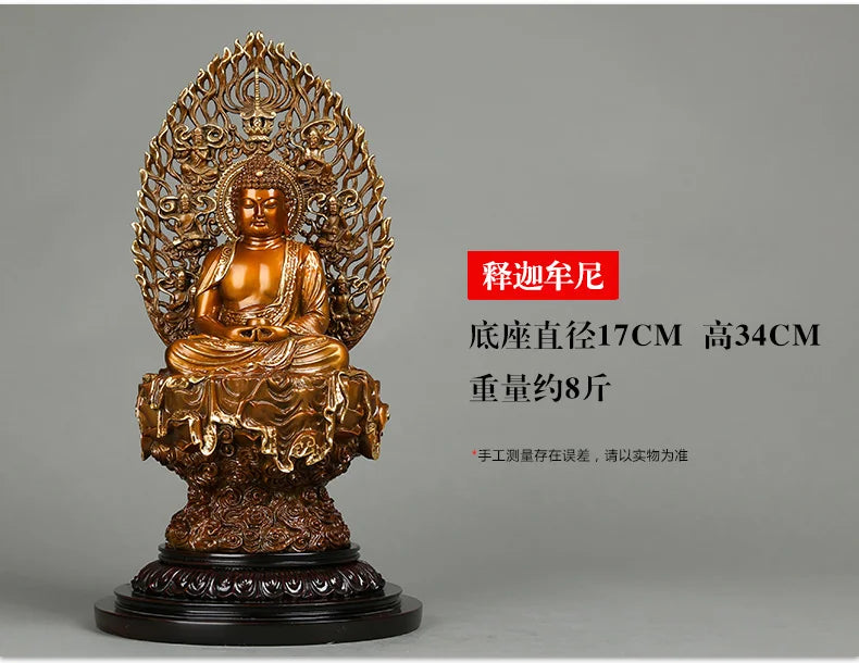 HOT SALE 34 cm LARGE # High grade Buddha figure HOME hall TOP Protection Buddhism gold-plated bronze buddha figure statue