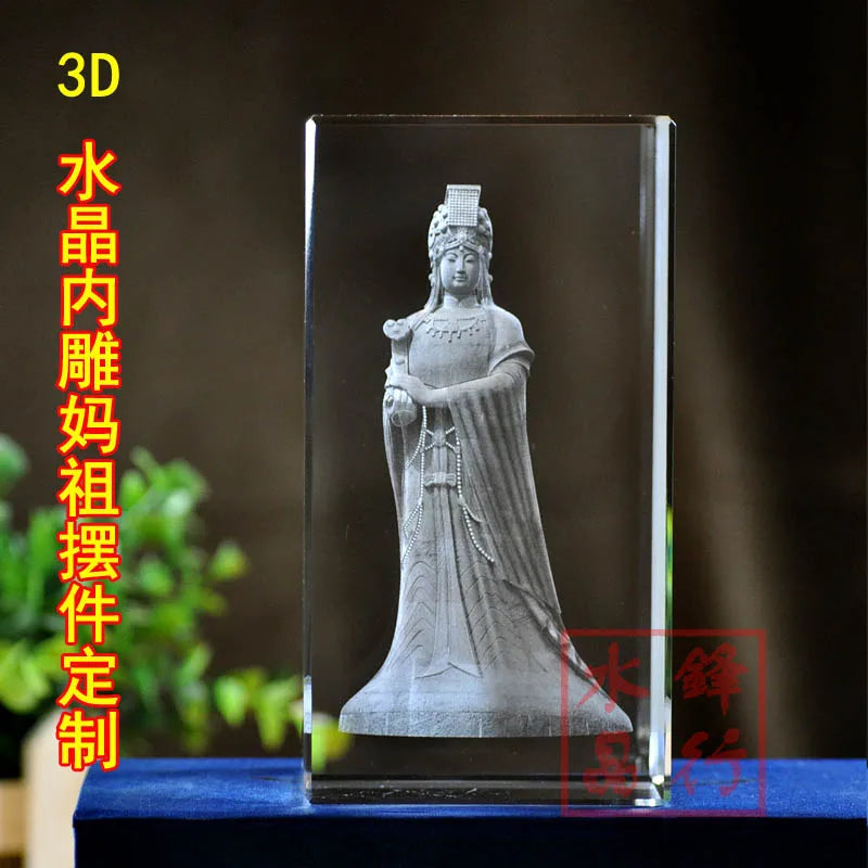 TOP GOOD efficacious Talisman House Protection Mazu Goddess Matsu 3D crystal statue Decoration Collection BEST gift