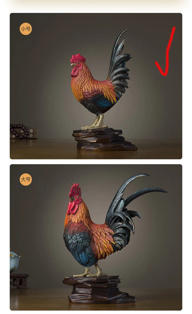 GOOD Sculpture home Shop Company business bring wealth fortune FENG SHUI brass carving GOOD LUCK Prosperous cock statue