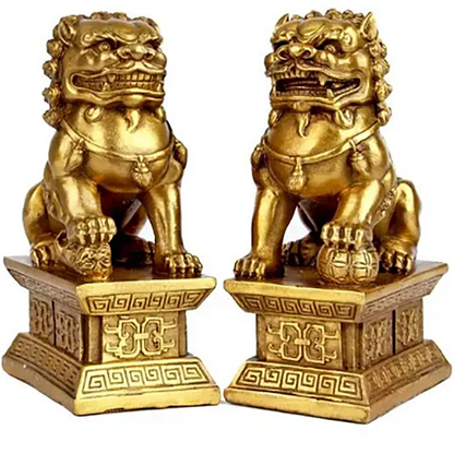 Brass Lion Pair Home Palace Gate Lion Decoration