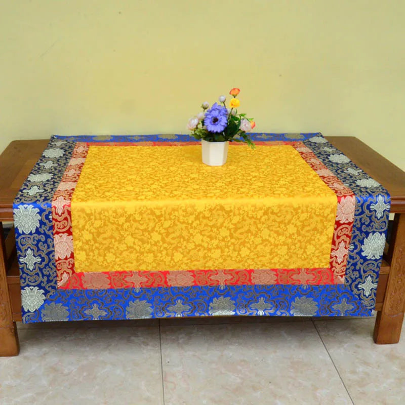 Wholesale Buddhism supply Tibet Nepal family home Temple Lucky Auspicious Embroidery Buddha statue Altar cover Table cloth mat