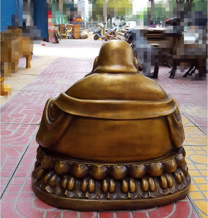 42CM large huge Asia Temple company shop office hall home GOOD LUCK God of wealth Buddha Maitreya Buddha brass statue