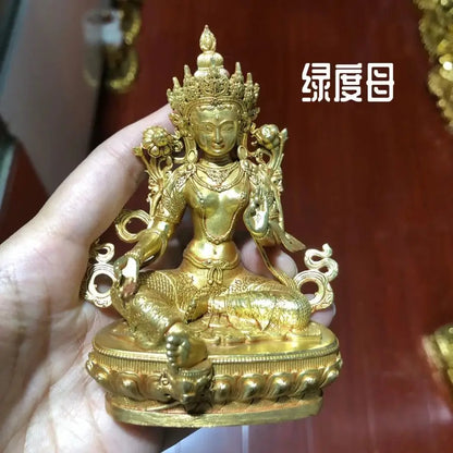 Wholesale Buddhist supplies family bless safe health good luck high grade Nepal Green Tara Guan yin Buddha statue Small size