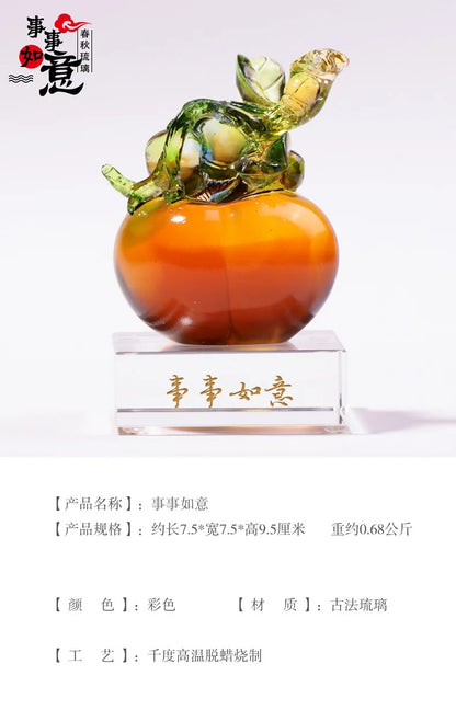 Coloured glaze Everything Goes Well Crafts Persimmon Crystal Ornament Home Coloured glaze  Decorations