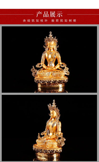 Asia Buddhism HOME CAR Tathagata RU LAI buddha statue Amulet talisman protect safety Health metal buddha statue