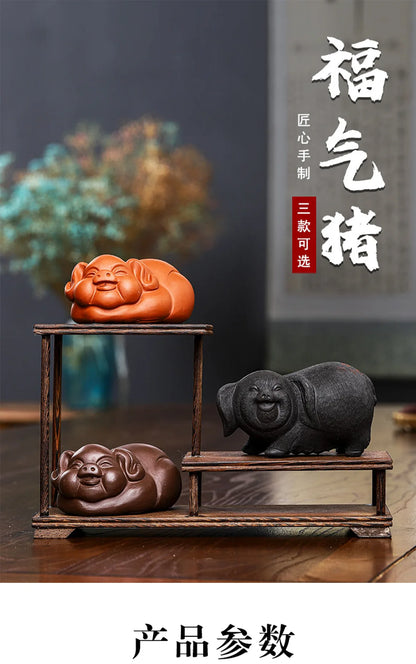 Purplue Sand Tea Pet Decoration Raw Ore Purple Clay Supportable Lucky Lucky Piglet Kung Fu Tea Utensils Cute Tea
