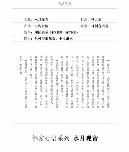 Guanfu Museum Water and Moon Kuan-Yin Taiwan Ironstone Stone Plastic Lin Zhaofa Taiwan Origin Original Home Crafts Chinese Study