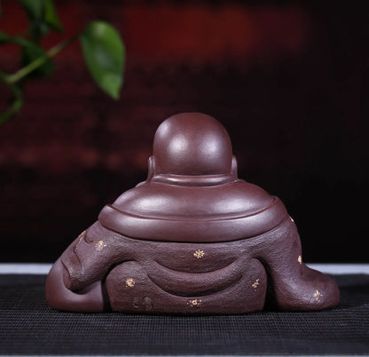Yixing Original Mine Purple Sand Tea Petting Buddha Ornament Maitreya Buddha Statue and Tathagata Figure Sculpture