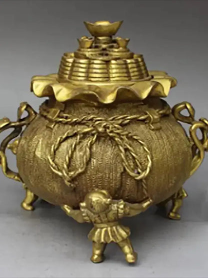 Brass three children incense burner brass incense burner decoration brass Basin