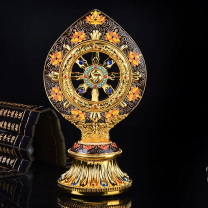 Wholesale Buddhist supplies #30 CM efficacious Protection Nepal Gold-plated Buddhism Eight 8 Auspicious Symbols prayer statue