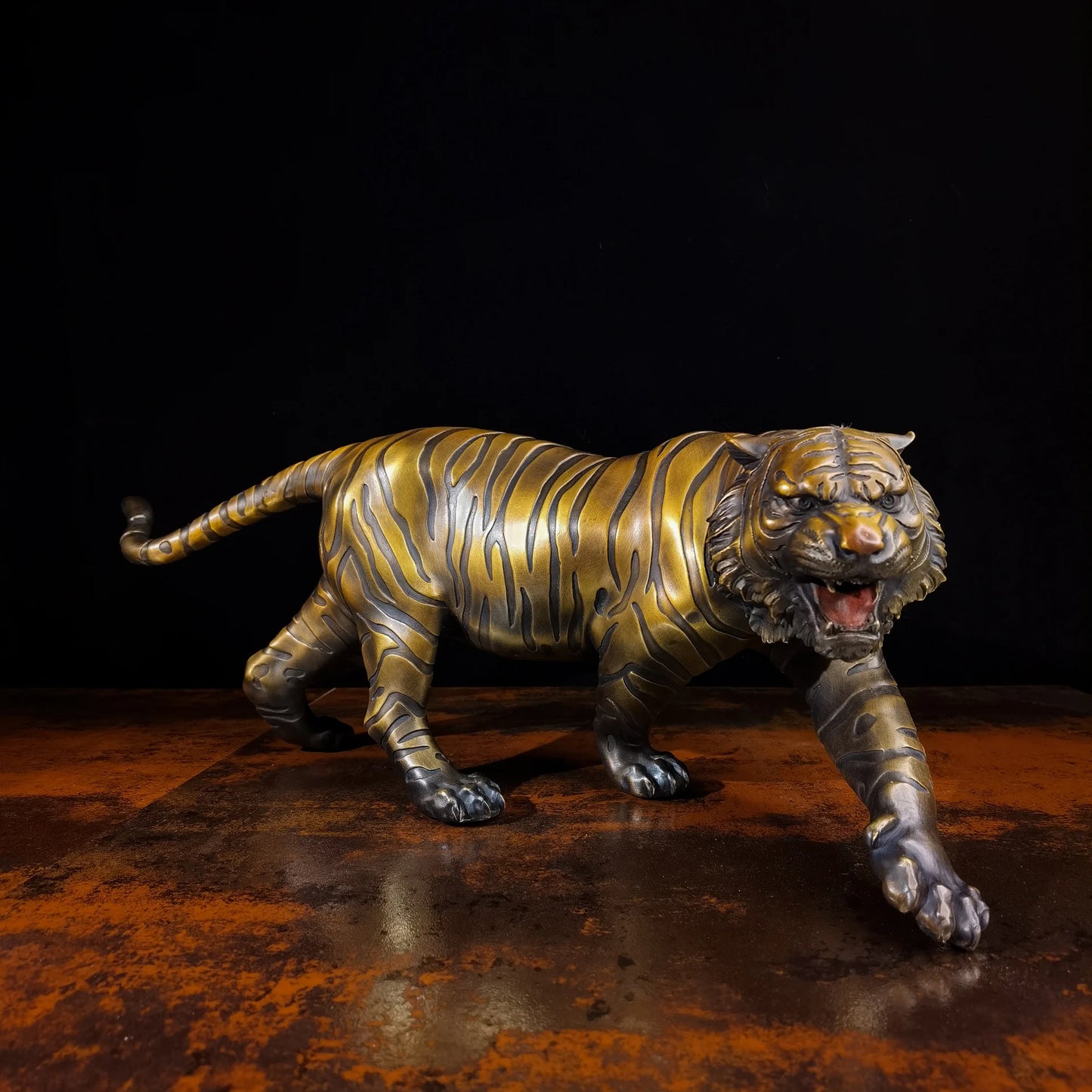 large Limited Edition great master Europe Original flash Jaguar tiger bronze Sculpture home office business animal TOP Ornament