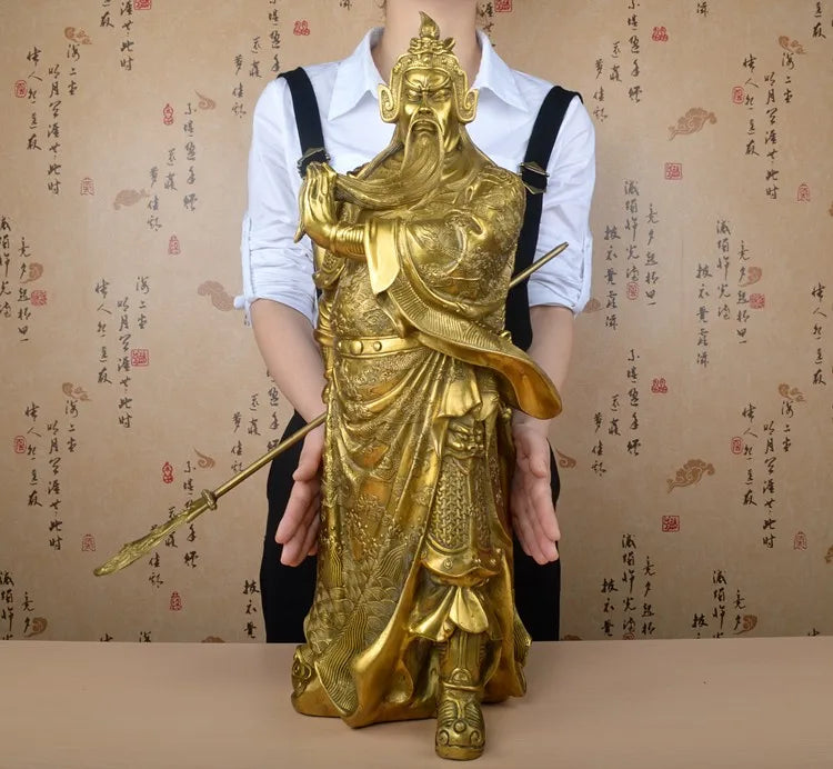 60CM LARGE # home office company efficacious Money drawing booming # Martial god of wealth guan gong Guandi  BRASS statue