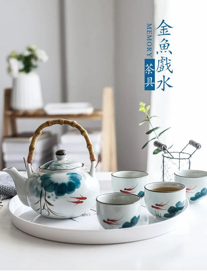 Ceramic Tea Set Japanese Style Tea Pot  Gift Box Set Teapot Tea Cups Gift Tea Pot with Cup  Kung Fu TeaSet Creative
