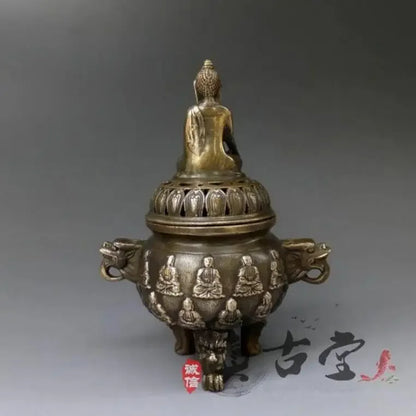 Chinese Old Copper Buddha Dragon Incense Burner