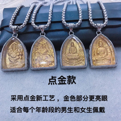 $189 # Southeast Asia Thailand Temple Buddhist pocket talisman Omnipotent gilding Gotama Sakyamuni Buddha card Pendant Amulet