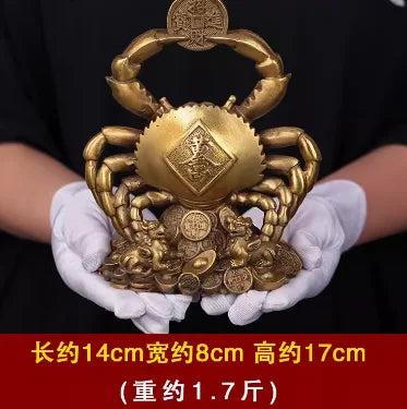 Brass Money Crab Feng Shui Copper Crab Zhaocai Office Home Decoration Living Room foyer Study Crafts