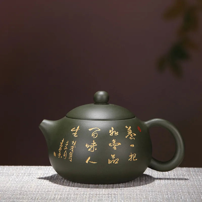 Zisha Teapot Yixing Handmade Pot, Kung-Fu Teaware, Purple Clay Drinkware for Puer Green Black Chinese Tea Green Xishi Carving