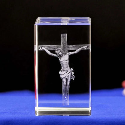 Wholesale Christian Catholicism Religion Supplies Christ Jesus cross Jesus Crucifixion 3D crystal statue Ornament