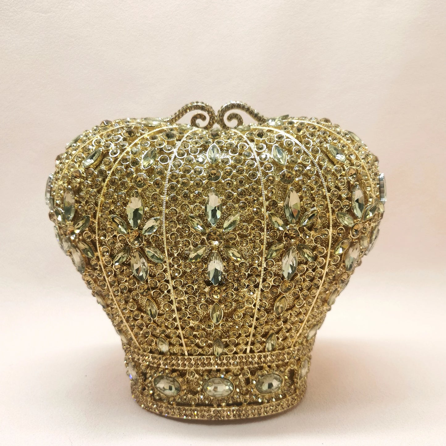 Woman Gold AB Diamond Crown Cocktail Prom Evening Purse Bridal Birthday Dinner Handmade Handbag Crystal Wedding Party Clutch Bag