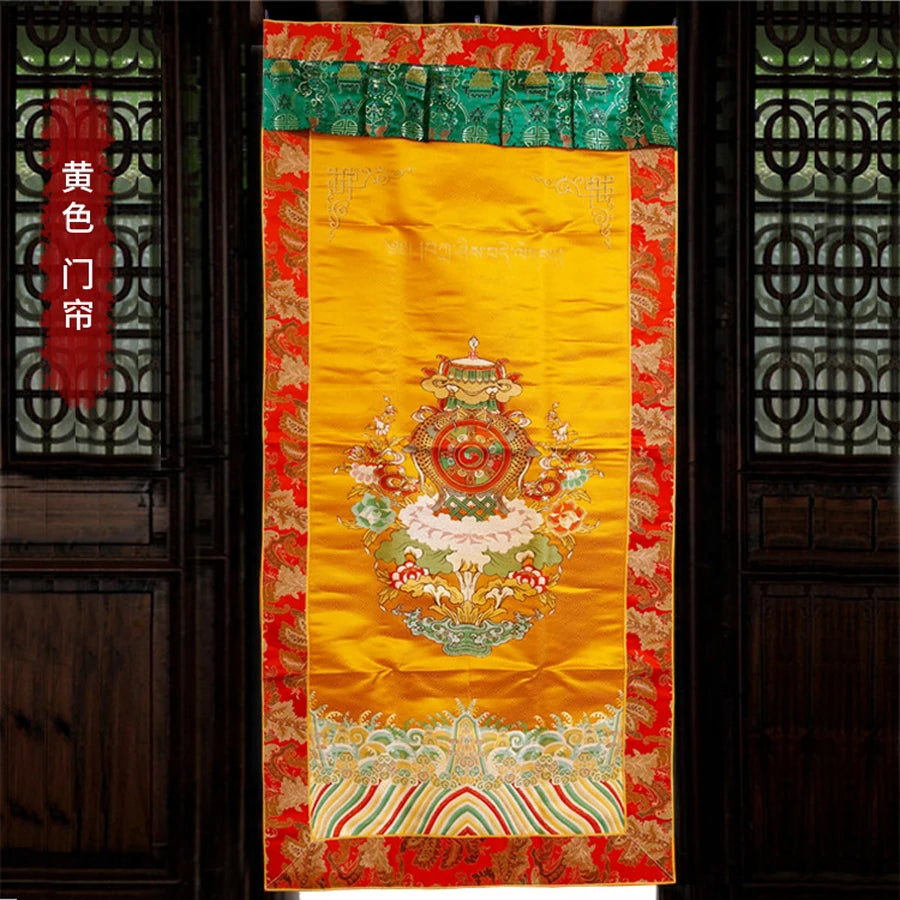 Wholesale Buddhist supplie # Asia Nepal Tibet Buddhism Eight auspicious symbol Embroidery wall Partition Tapestry Door curtain