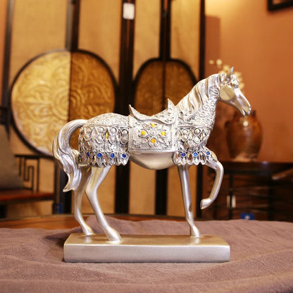 TOP COOL business GIFT -HOME office TOP decoration ART efficacious Mascot silver Success mascot horse FENG SHUI Sculpture
