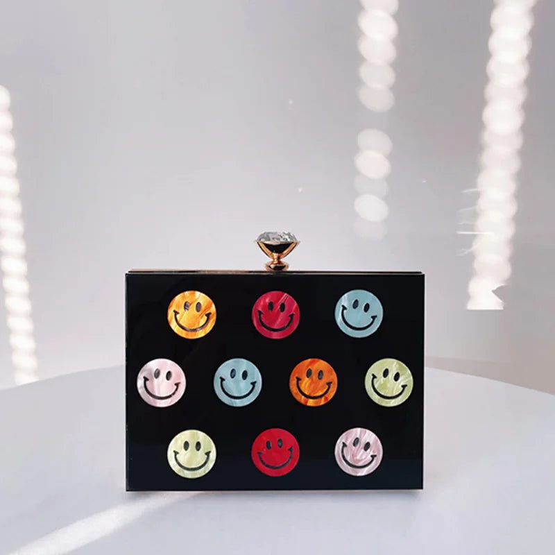Colorful Pattern Lips Smile Woman Handbag Wedding Bridal Cocktail Birthday Party Purse Female Prom Dinner Elegant Evening Bag