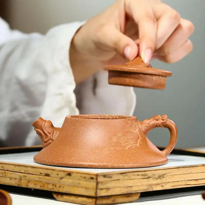 Handmade Kung-Fu Teaware, Sloping Mud, Wind Zisha Teapot, Purple Clay, Drinkware for Puer Green and Black Chinese Tea