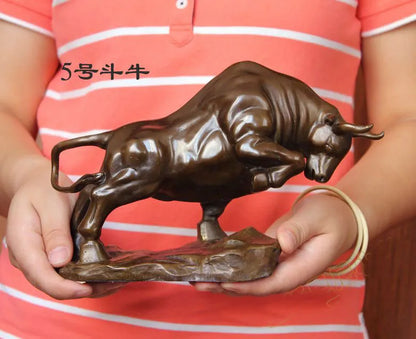 2023 HOME Store good FENG SHUI Bronze carving Prosperous Auspicious GOOD LUCK Wall Street Fortune Bull Mascot Decoration