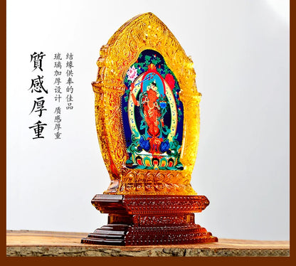 18CM Large Buddhism Home family protection safe exorcise evil spirits good luck Bodhisattva Manjusri crystal buddha talisman