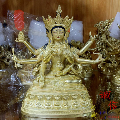High grade TOP buddha statue # Asia Buddhism Gilding golden Exorcism safety maha sitatapatra DA BAI SAN FOMU buddha God statue