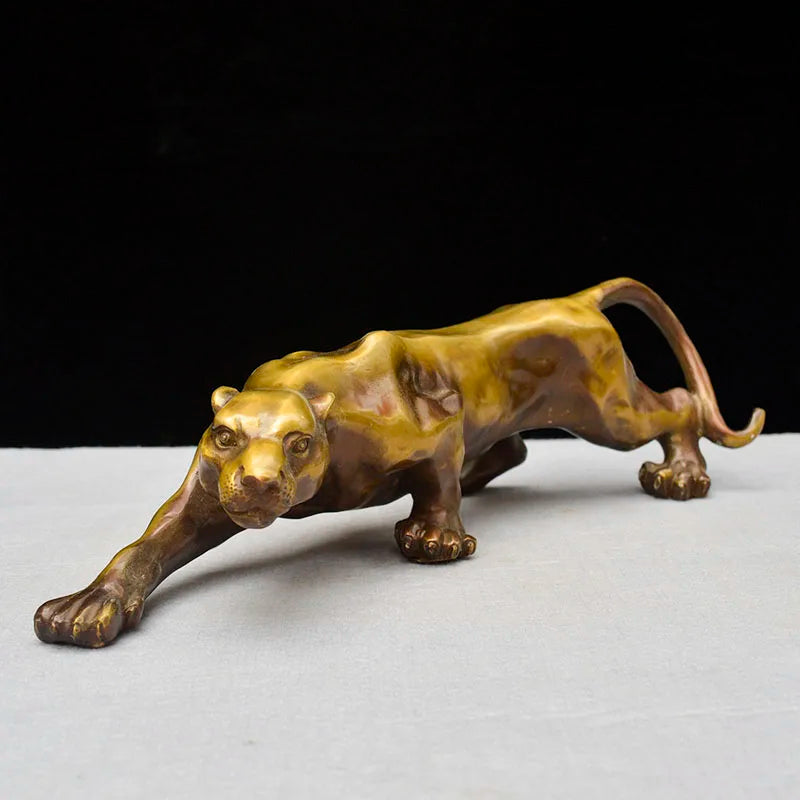 large Europe America Original flash Jaguar tiger bronze Sculpture home office ROOM BAR business animal TOP Ornament