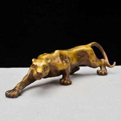 large Europe America Original flash Jaguar tiger bronze Sculpture home office ROOM BAR business animal TOP Ornament