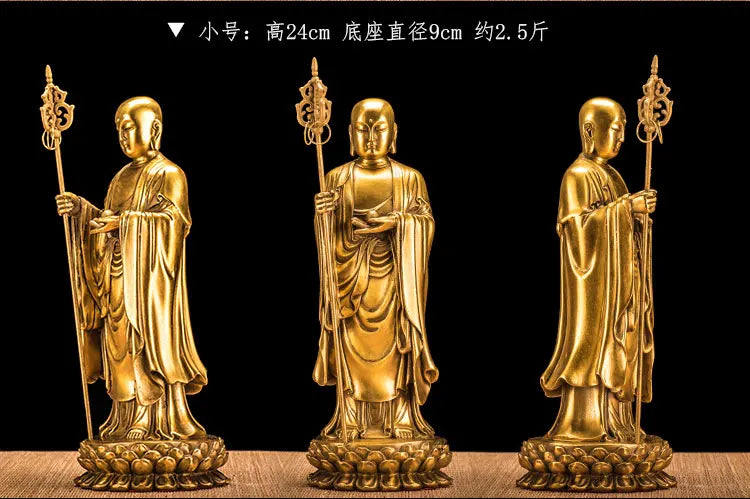 GOOD  Ksitigarbha Bodhisattva Buddha figure # Buddhist disciple HOME family efficacious Protection FENG SHUI copper statue 24 CM