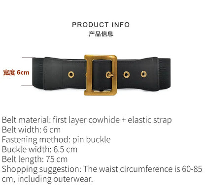 Ladies 6cm Wide Female Leather Decoration D Buckle All-match Skirt Elastic Waist High Quality Women Fashion Belts