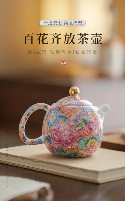 Chinese Handmade Tea Pots Porcelain Teapot Color Enamel Teapots Teaware Ceramic Tea Accessories Kung Fu Tea Kettles