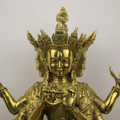 Pure Copper Dignified Buddha Mother Bodhisattva Statue Piece Longevity Three Bronze Sculptures Statues
