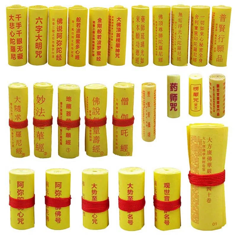 26 style Buddhism BUDDHA GUAN YIN Gods Tathagata Heart Sutra Shurangama Mantra MINI Scriptures rolls talisman For Temple storage