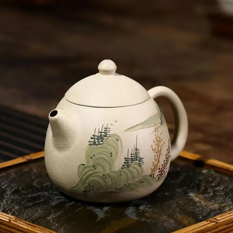 Handmade Yixing Handmade Teapot, Raw Ore, White Section, Mud Mountain Water, Dragon Egg , Kung-Fu Teaware, Purple Clay Drin