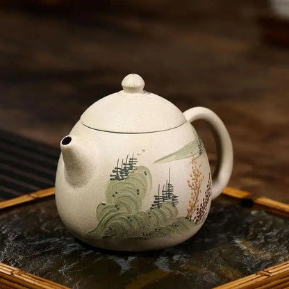 Handmade Yixing Handmade Teapot, Raw Ore, White Section, Mud Mountain Water, Dragon Egg , Kung-Fu Teaware, Purple Clay Drin