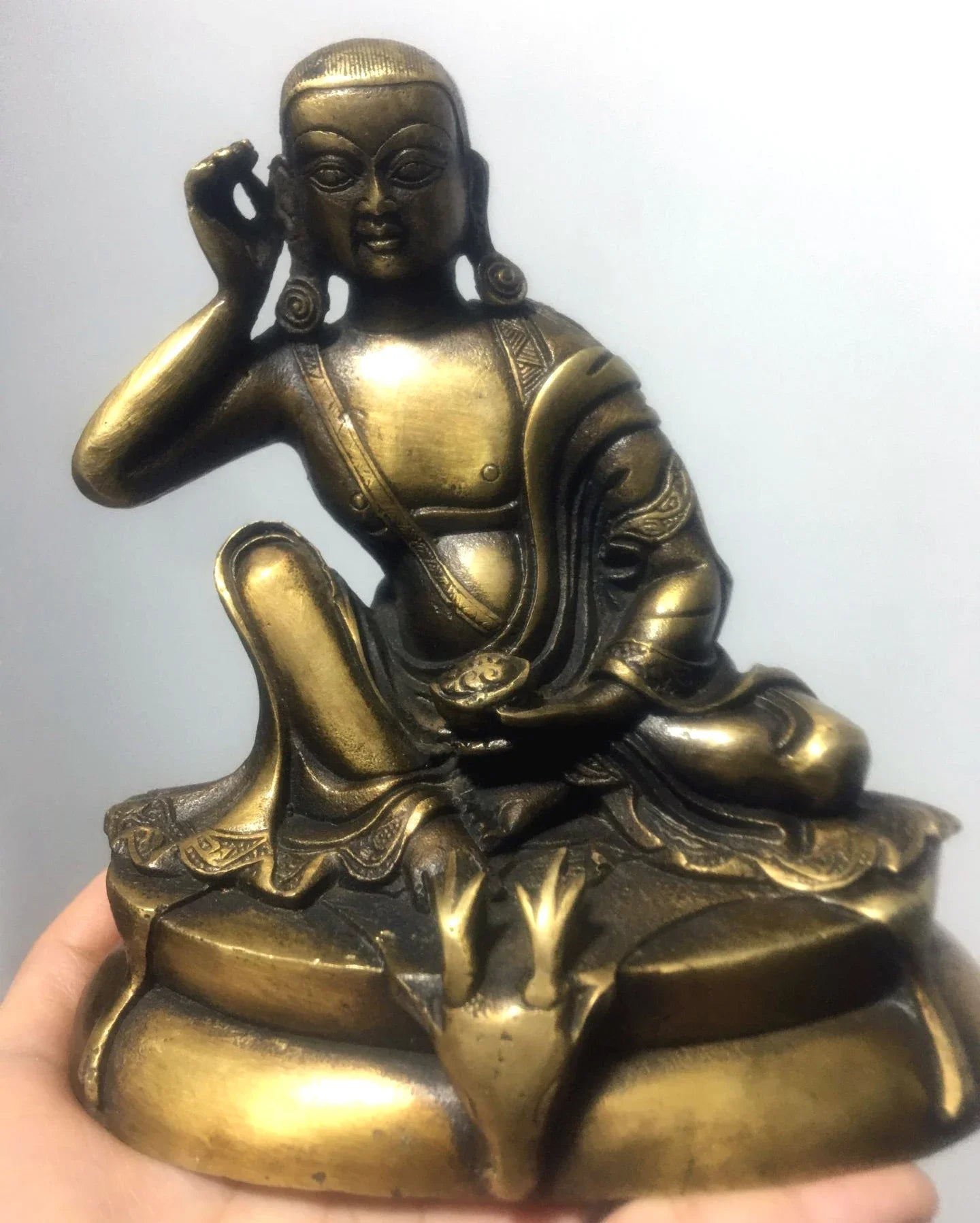 Patung Buddha Milareta Prioritas Perunggu Tibet 14Cm