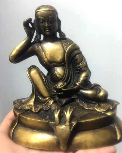 Patung Buddha Milareta Prioritas Perunggu Tibet 14Cm