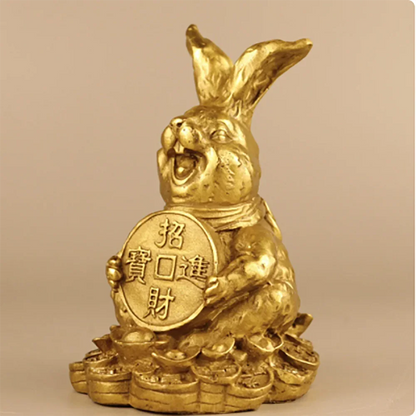 Pure copper rabbit ornaments rich rabbit zodiac rabbit ingot Ruyi money rabbit decoration crafts gift mascot