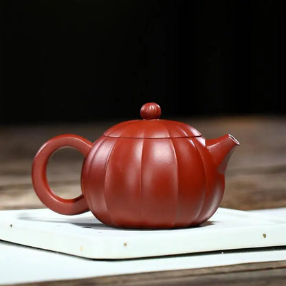 Handmade Zisha Teapot Yixing Handmade Pot, Kung-Fu Teaware, Purple Clay Drinkware for Puer  Black Chinese Tea Rib Western S