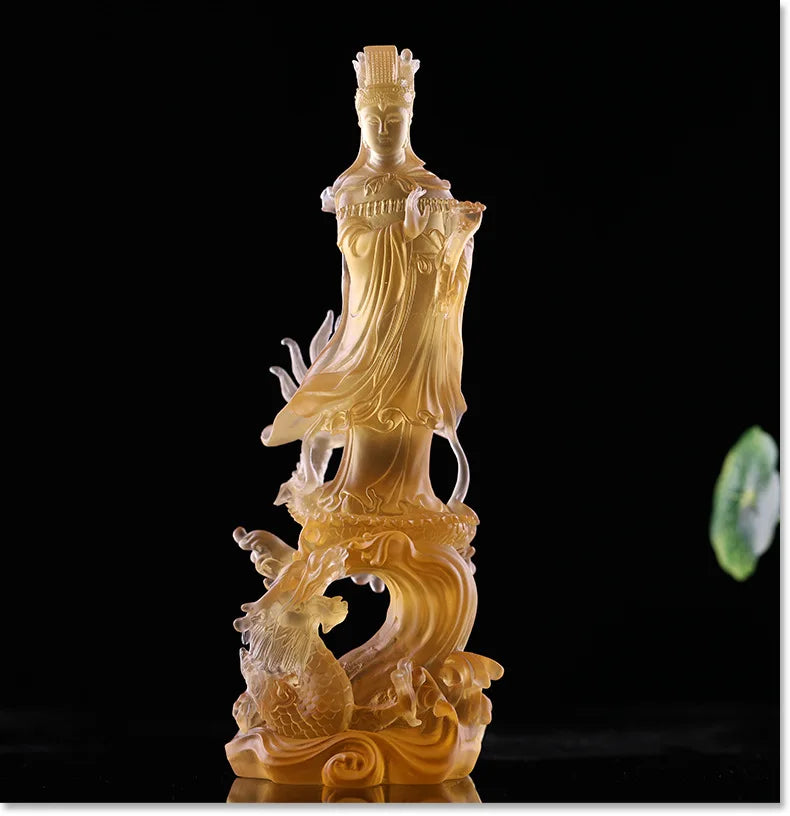 23 cm Coloured Glaze Mazu Empress Idol Our Lady Buddha Diva Home Worship Ornament