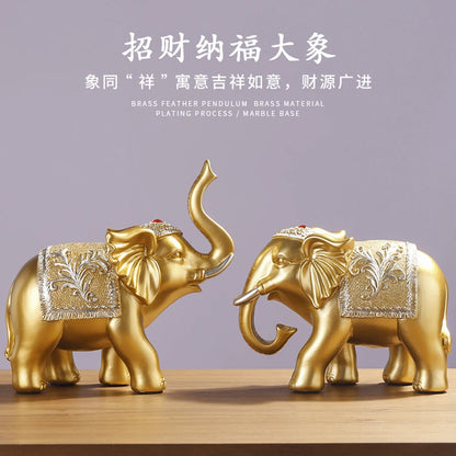 A PAIR 2PCS Home store Company SHOP TOP ART decorative bring wealth money GOOD LUCK ZHAO CAI FU elephants FENG SHUI ART Statue