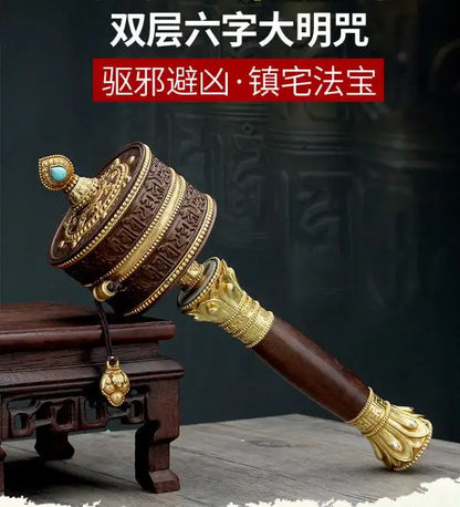 Large Greco-Buddhist Tibet Nepal Temple Buddhism the Brilliant Mantra of Six Words recite chant Turning Scripture prayer wheel
