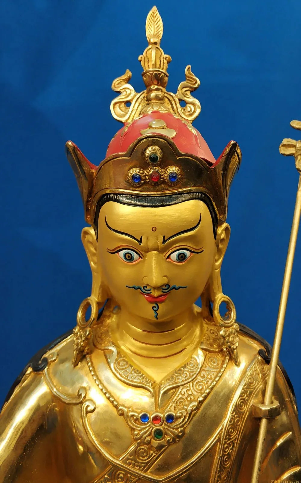 LARGE Huge 47CM HOME Temple efficacious Protection Talisman GOOD GOLD Guru Rinpoche Padmasambhava Buddha brass statue