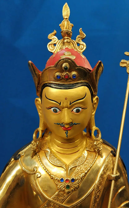 LARGE Huge 47CM HOME Temple efficacious Protection Talisman GOOD GOLD Guru Rinpoche Padmasambhava Buddha brass statue