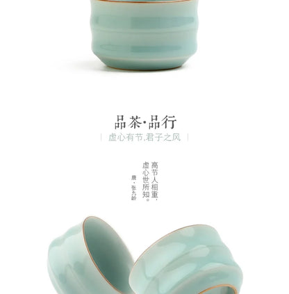 Guanfu Museum Longquan Pink Green Bamboo Joint Cup Tea Cup Kung Fu Tea Cup Ceramic Tea Set Master Cup Single Cup Guanfu Dudu Pro