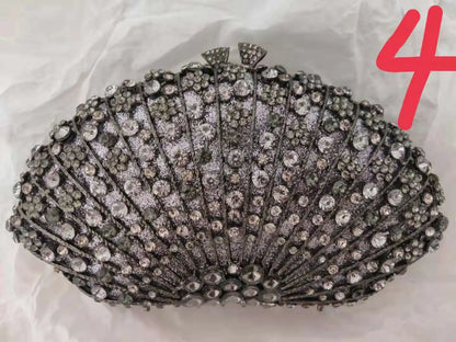 Woman Blue Grey Purple Diamond Clutch Evening Purse Ladies Wedding Bridal Rhinestone Flower Bag Party Floral Crystal Handbag